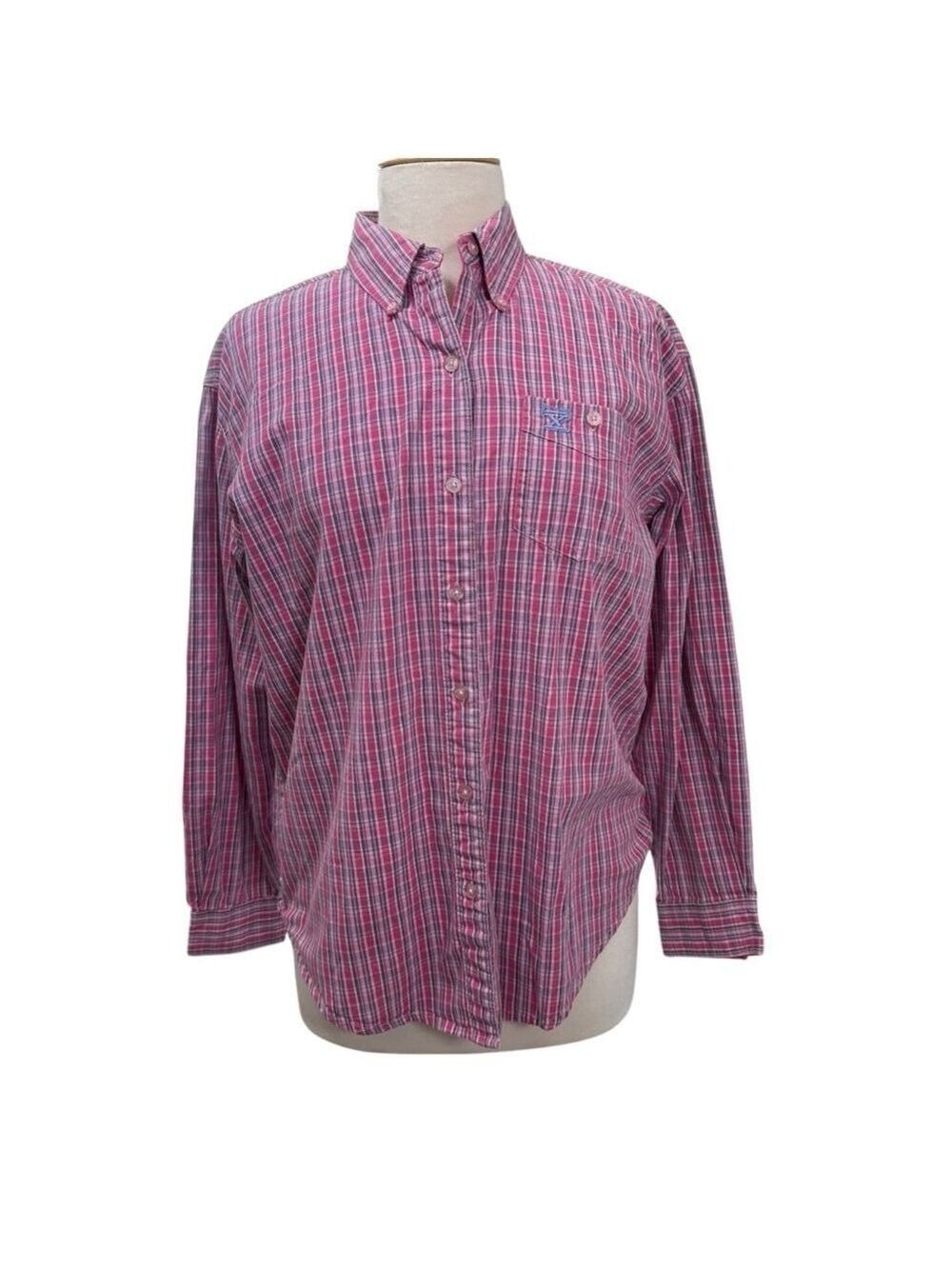 Twenty X Plaid Button Down Shirt Size M Pink